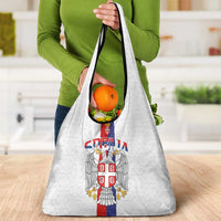 Serbia Coat Of Arms Srbija Eagle Grocery Bag Traditional Serbian Heraldic Crest White Double Headed Eagle