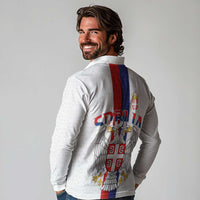 Serbia Coat Of Arms Srbija Eagle Long Sleeve Polo Shirt Traditional Serbian Heraldic Crest White Double Headed Eagle