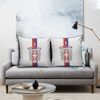 Serbia Coat Of Arms Srbija Eagle Pillow Cover Traditional Serbian Heraldic Crest White Double Headed Eagle