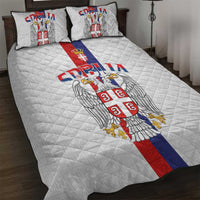 Serbia Coat Of Arms Srbija Eagle Quilt Bed Set Traditional Serbian Heraldic Crest White Double Headed Eagle