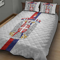 Serbia Coat Of Arms Srbija Eagle Quilt Bed Set Traditional Serbian Heraldic Crest White Double Headed Eagle