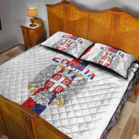 Serbia Coat Of Arms Srbija Eagle Quilt Bed Set Traditional Serbian Heraldic Crest White Double Headed Eagle