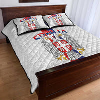 Serbia Coat Of Arms Srbija Eagle Quilt Bed Set Traditional Serbian Heraldic Crest White Double Headed Eagle