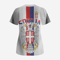 Serbia Coat Of Arms Srbija Eagle Scrub Top Traditional Serbian Heraldic Crest White Double Headed Eagle