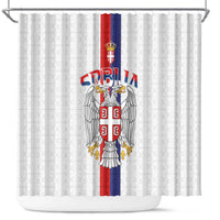 Serbia Coat Of Arms Srbija Eagle Shower Curtain Traditional Serbian Heraldic Crest White Double Headed Eagle