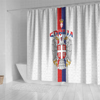Serbia Coat Of Arms Srbija Eagle Shower Curtain Traditional Serbian Heraldic Crest White Double Headed Eagle