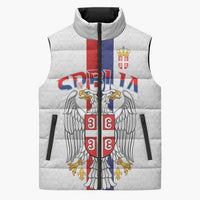 Serbia Coat Of Arms Srbija Eagle Sleeveless Puffer Jacket Traditional Serbian Heraldic Crest White Double Headed Eagle