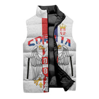Serbia Coat Of Arms Srbija Eagle Sleeveless Puffer Jacket Traditional Serbian Heraldic Crest White Double Headed Eagle