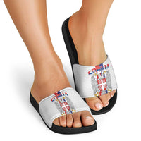 Serbia Coat Of Arms Srbija Eagle Slide Sandals Traditional Serbian Heraldic Crest White Double Headed Eagle