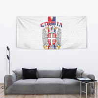 Serbia Coat Of Arms Srbija Eagle Tapestry Traditional Serbian Heraldic Crest White Double Headed Eagle