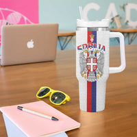 Serbia Coat Of Arms Srbija Eagle Tumbler With Handle Traditional Serbian Heraldic Crest White Double Headed Eagle