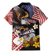United States and American Samoa Together Family Matching Mermaid Dress and Hawaiian Shirt Bald Eagle and Polynesian Traditional Culture with Plumeria
