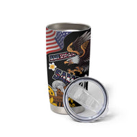 United States and American Samoa Together Tumbler Cup Bald Eagle and Polynesian Traditional Culture with Plumeria