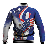 French American Heritage Month Baseball Jacket USA Eagle and France Urban Paris National Flag Style