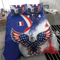 French American Heritage Month Bedding Set USA Eagle and France Urban Paris National Flag Style
