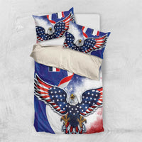 French American Heritage Month Bedding Set USA Eagle and France Urban Paris National Flag Style