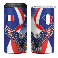 French American Heritage Month 4 in 1 Can Cooler Tumbler USA Eagle and France Urban Paris National Flag Style
