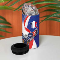 French American Heritage Month 4 in 1 Can Cooler Tumbler USA Eagle and France Urban Paris National Flag Style