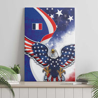 French American Heritage Month Canvas Wall Art USA Eagle and France Urban Paris National Flag Style