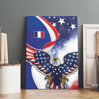 French American Heritage Month Canvas Wall Art USA Eagle and France Urban Paris National Flag Style