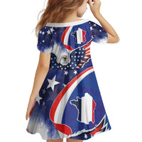 French American Heritage Month Family Matching Off Shoulder Maxi Dress and Hawaiian Shirt USA Eagle and France Urban Paris National Flag Style