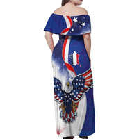 French American Heritage Month Family Matching Off Shoulder Maxi Dress and Hawaiian Shirt USA Eagle and France Urban Paris National Flag Style