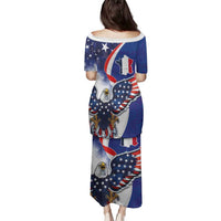 French American Heritage Month Family Matching Puletasi and Hawaiian Shirt USA Eagle and France Urban Paris National Flag Style