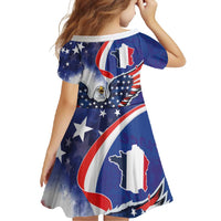 French American Heritage Month Family Matching Tank Maxi Dress and Hawaiian Shirt USA Eagle and France Urban Paris National Flag Style