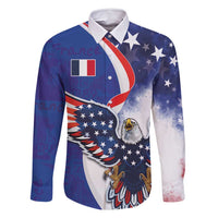 French American Heritage Month Family Matching Tank Maxi Dress and Hawaiian Shirt USA Eagle and France Urban Paris National Flag Style
