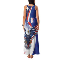 French American Heritage Month Family Matching Tank Maxi Dress and Hawaiian Shirt USA Eagle and France Urban Paris National Flag Style