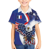 French American Heritage Month Family Matching Tank Maxi Dress and Hawaiian Shirt USA Eagle and France Urban Paris National Flag Style