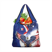 French American Heritage Month Grocery Bag USA Eagle and France Urban Paris National Flag Style