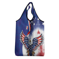 French American Heritage Month Grocery Bag USA Eagle and France Urban Paris National Flag Style