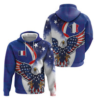 French American Heritage Month Hoodie USA Eagle and France Urban Paris National Flag Style