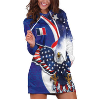 French American Heritage Month Hoodie Dress USA Eagle and France Urban Paris National Flag Style
