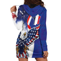 French American Heritage Month Hoodie Dress USA Eagle and France Urban Paris National Flag Style
