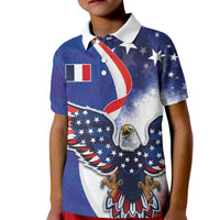 French American Heritage Month Kid Polo Shirt USA Eagle and France Urban Paris National Flag Style