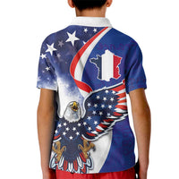 French American Heritage Month Kid Polo Shirt USA Eagle and France Urban Paris National Flag Style