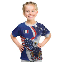 French American Heritage Month Kid T Shirt USA Eagle and France Urban Paris National Flag Style