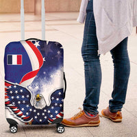 French American Heritage Month Luggage Cover USA Eagle and France Urban Paris National Flag Style