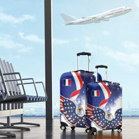 French American Heritage Month Luggage Cover USA Eagle and France Urban Paris National Flag Style