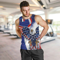 French American Heritage Month Men Tank Top USA Eagle and France Urban Paris National Flag Style