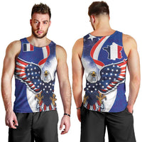 French American Heritage Month Men Tank Top USA Eagle and France Urban Paris National Flag Style