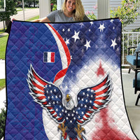 French American Heritage Month Quilt USA Eagle and France Urban Paris National Flag Style