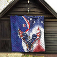 French American Heritage Month Quilt USA Eagle and France Urban Paris National Flag Style