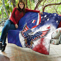 French American Heritage Month Quilt USA Eagle and France Urban Paris National Flag Style