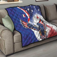 French American Heritage Month Quilt USA Eagle and France Urban Paris National Flag Style