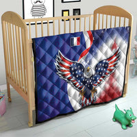 French American Heritage Month Quilt USA Eagle and France Urban Paris National Flag Style