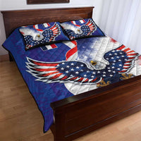 French American Heritage Month Quilt Bed Set USA Eagle and France Urban Paris National Flag Style