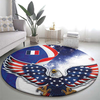French American Heritage Month Round Carpet USA Eagle and France Urban Paris National Flag Style